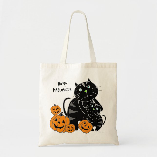 Sac heureux 2 de Halloween de citrouille de chat n (Devant)