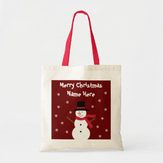 Sac heureux de cadeau de Noël de bonhomme de neige