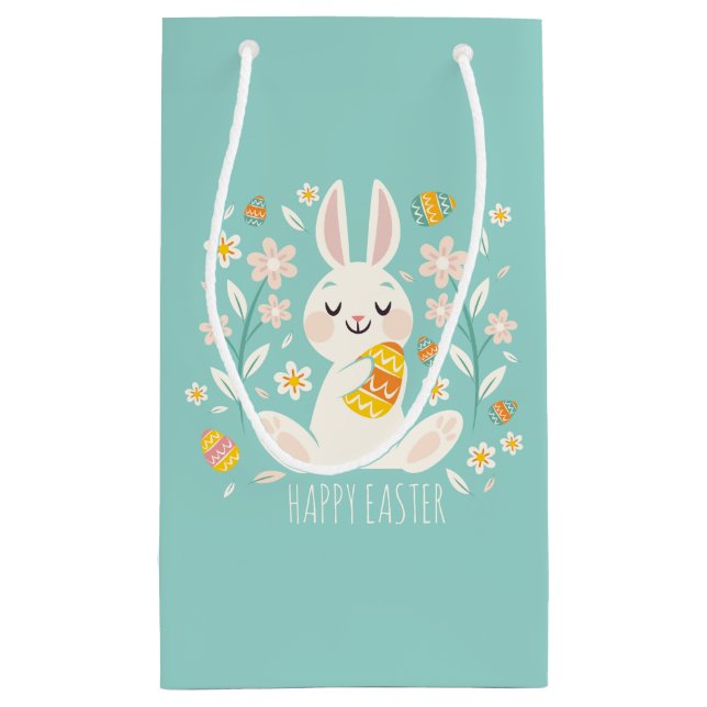 Sac heureux élégant de cadeau du lapin de Pâques | (Dos)