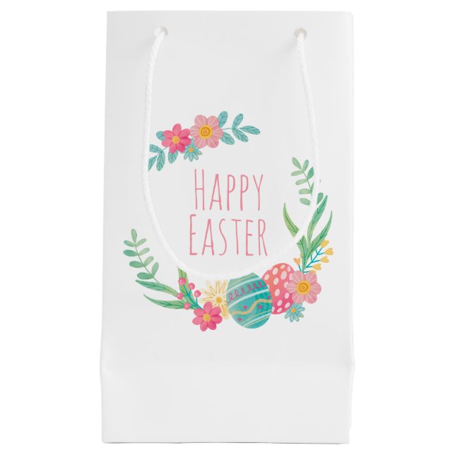 Sac heureux floral simple de cadeau de Pâques | (Devant)