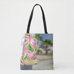 Sac imprimé melon d'eau rose et verte