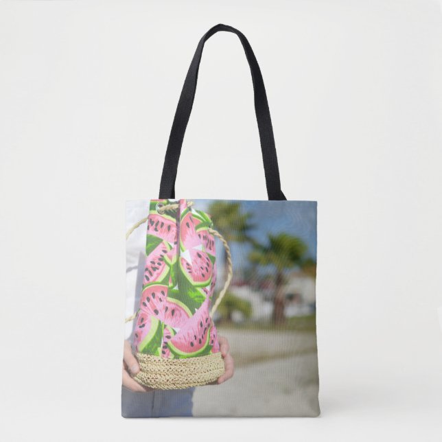Sac imprimé melon d'eau rose et verte (Devant)