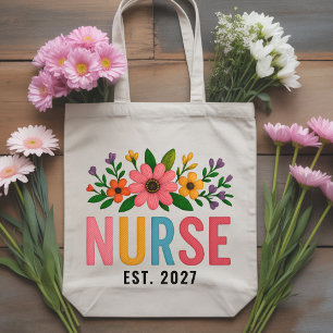 Sac infirmière personnalisé avec fleurs sauvages C