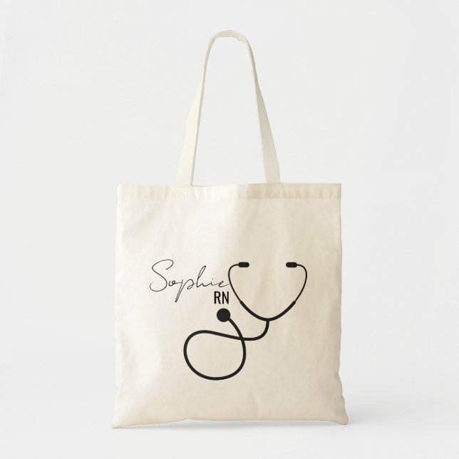 Sac infirmière personnalisé avec nom et stéthoscop (Devant)