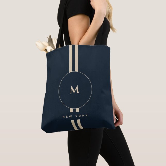 Sac Luxe Monogramme Initial Minuit Navy Resort  (De près)