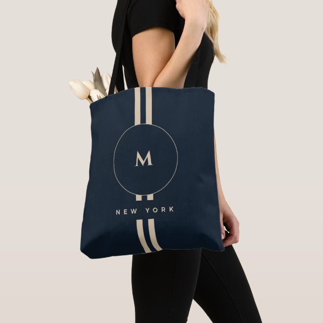 Sac Luxe Monogramme Initial Minuit Navy Resort  (De près)
