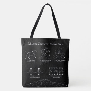 Sac Marin County Night Sky Grand cabas Noir 