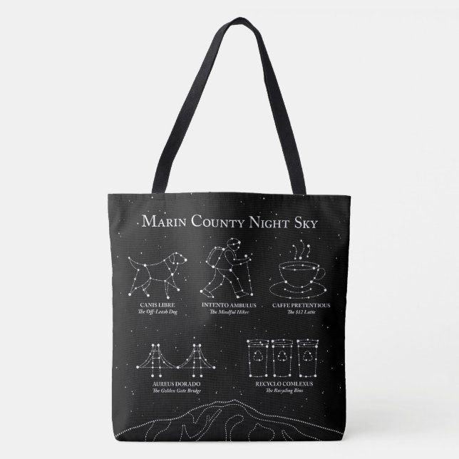 Sac Marin County Night Sky Grand cabas Noir  (Devant)