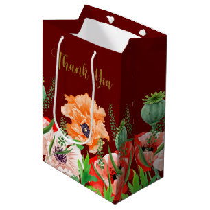 Sac Merci à fleurs de pavot moyen cadeau