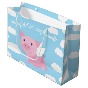 Sac mignon de cadeau d'anniversaire de porc de vol