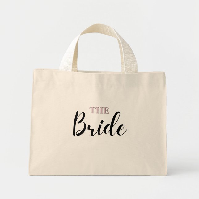 Sac Mini Tote d'Art Minimal Élégant pour la Mariée (Devant)