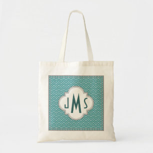 Sac monogramme Aqua et Grey Chevron