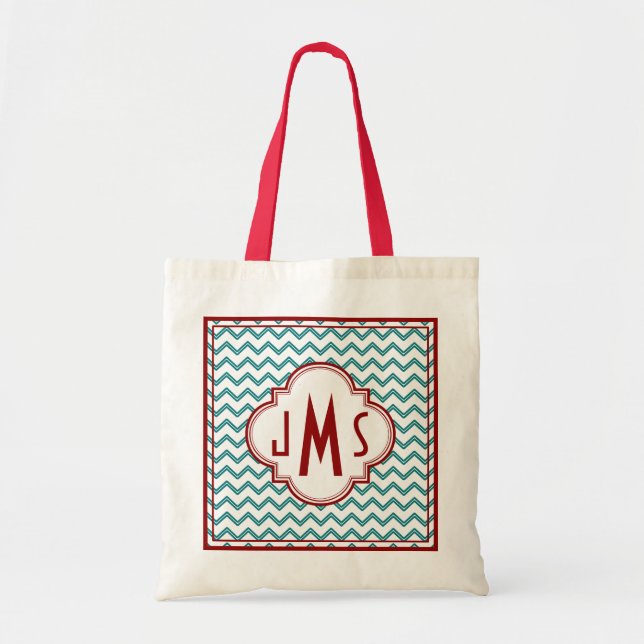Sac Monogramme Aqua et Red Chevron (Devant)