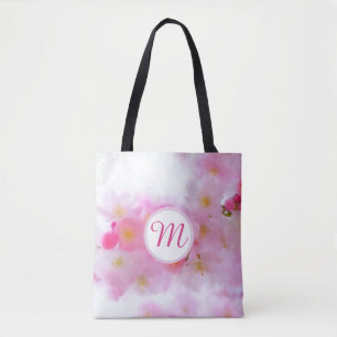 Sac monogramme en fleurs de cerisier d'aquarelle