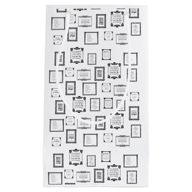 Sac Motif de citations encadrées noir et blanc (Devant)