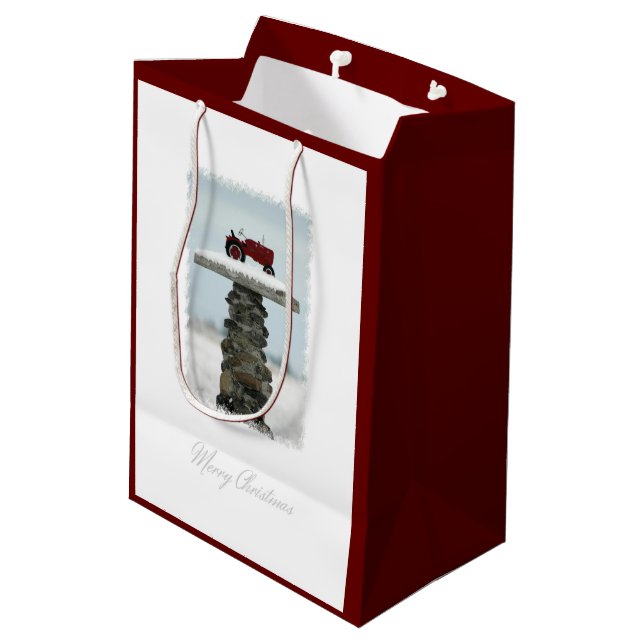 Sac moyen de cadeau de Noël de tracteur (Dos Angle)