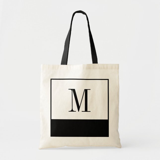 Sac noir et blanc élégant de monogramme (Devant)