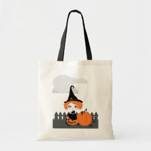 Sac orange de citrouille de sorcière mignonne