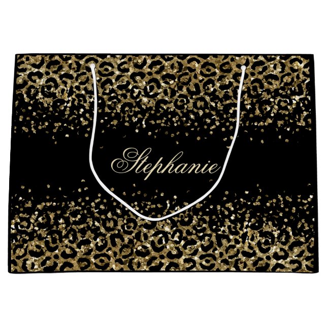 Sac personnalisé avec impression léopard noir or p (Devant)