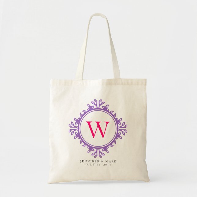 Sac personnalisé avec monogramme violet et couronn (Devant)