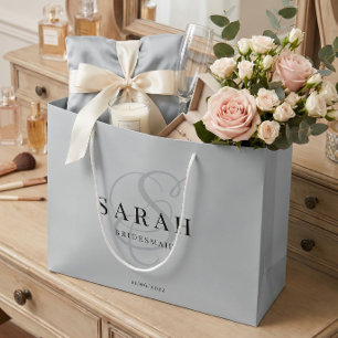 Sac personnalisé bleu poussiéreux pour demoiselle