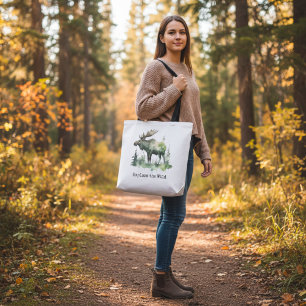 Sac personnalisé de faune de forêt d'élan aquarell