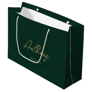 Sac personnalisé de fête de mariage Green & Gold