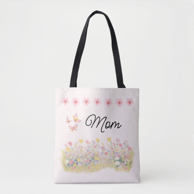 Sac personnalisé de fleurs sauvages et de papillon (Devant)