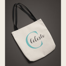 Sac personnalisé élégant avec initiale sarcelle