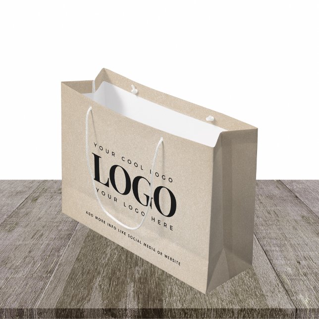 Sac personnalisé élégant en beige avec logo de l'e (Créateur téléchargé)
