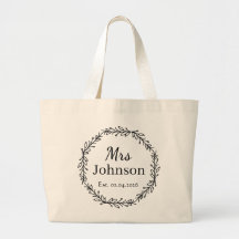 Sac personnalisé Mme Couronne Mariage Date Tote