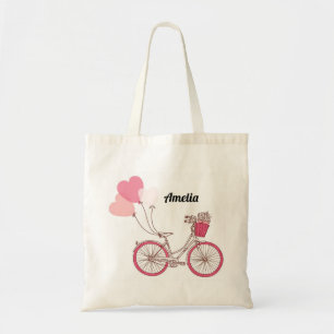 Sac personnalisé par ballons rose de bicyclette e