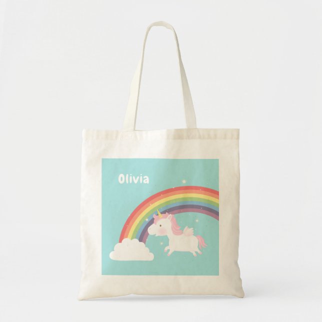 Sac personnalisé pour filles avec licorne volante  (Devant)