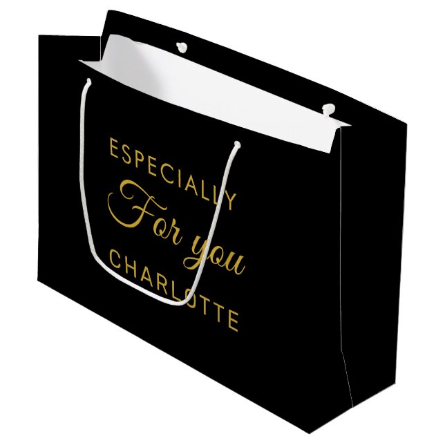 Sac personnalisé texte moderne noir écriture perso (Devant Angle)