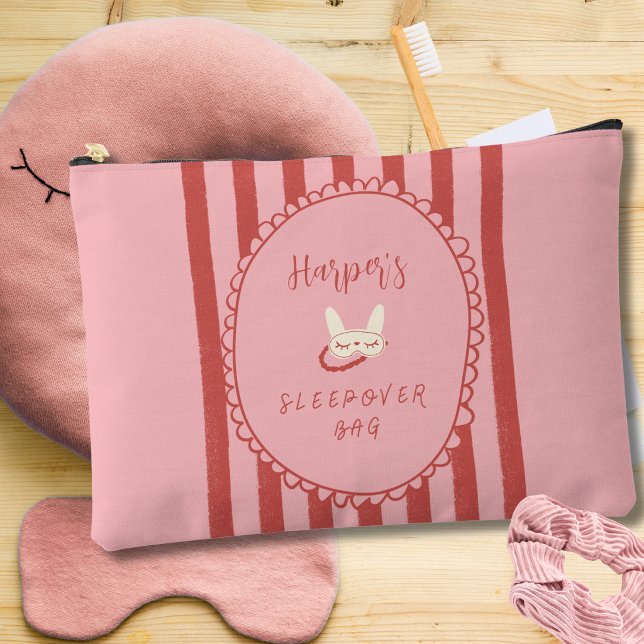 sac pochon de soirée pyjama d'anniversaire (sleepover slumber teen girl birthday party cosmetic bag party favor personalized custom)