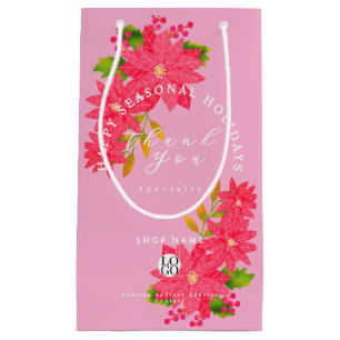 Sac Poinsettia de Noël Entreprise Logo Rose Cadeau