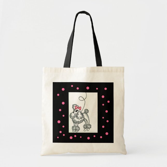 Sac Poodle Rose Noir Rétro Années Cinquante (Devant)