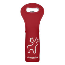 Renne Rouge Contour Nom Personnalisé
