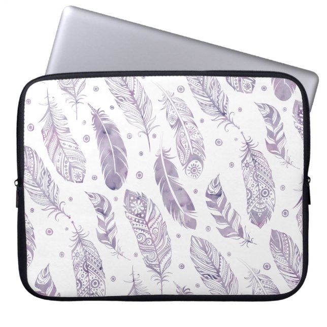 Sac pourpre de maquillage de motif de plume (Devant)