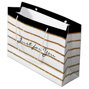 Sac rayé de cadeau de parties scintillantes d'or