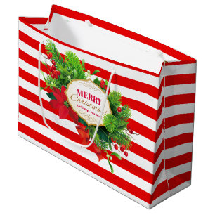 Sac rayé rouge de cadeau de Noël - grand