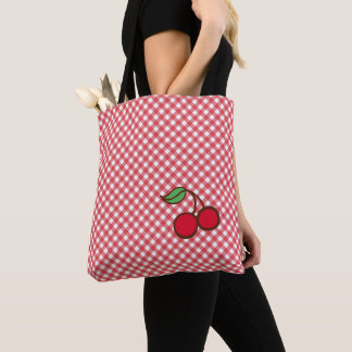 Sac rétro à carreaux cerise Cadeau sac fourre-tout