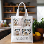 Sac Réutilisable 4 Collage photo minimaliste - Meilleure année jama<br><div class="desc">Vous pouvez utiliser des photos Instagram pour cette conception. Utilisez 8 photos carrés pour créer un cadeau unique et personnel. Ou vous pouvez garder le chiot hipster et faire un gardien branché. Si vous avez besoin d'ajuster les images,  cliquez sur l'outil personnaliser pour apporter des modifications.</div>