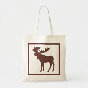 Sac réutilisable à thème d'orignal brun simple