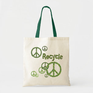 Sac réutilisable avec signe de paix recyclé