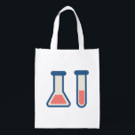 Sac Réutilisable Beaker & Test Tube Science Themed<br><div class="desc">Fourre-tout d'épicerie avec un dessin mignon d'un tube d'essai et bécher. Parfait pour les types scientifiques.</div>