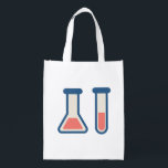 Sac Réutilisable Beaker & Test Tube Science Themed<br><div class="desc">Fourre-tout d'épicerie avec un dessin mignon d'un tube d'essai et bécher. Parfait pour les types scientifiques.</div>