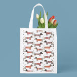 Sac Réutilisable Chien de saucisse Dachshund<br><div class="desc">Amusant petit Dachshund saucisse ou des chiens vierges en laine tricot. Parfait pour les amoureux de les chiens. Art original de Nic Squirrell.</div>