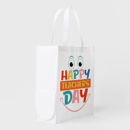 Sac Réutilisable Colorful Happer Teachers Day Drôle Visage