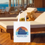 Sac Réutilisable Cute Cruise Ship Family Trip Sunset Personalized<br><div class="desc">Cool custom cruise ship reusable grocery bag for your family reunion or spring break trip to Bermuda,  The Bahamas,  or The Caribbean. Customize this cute keepsake with your family name and destination or year.</div>